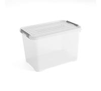 CURVER Contenitore Handy Plus con Coperchio 65L in Trasparente/Argento, 60 x 40 x 39 cm