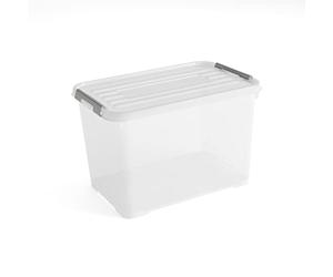Allibert Handy Plus - Contenitore con Coperchio, 65 Litri, Colore: Trasparente/Argento