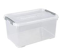 Allibert "Handy Plus Scatola portaoggetti con Coperchio, Trasparente/Argento, 50 Litri
