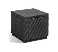 ALLIBERT JARDIN Tavolo cubo finto rattan intrecciato con contenitore da 60 l, 42 x 42 x 39 cm, colore: grafite