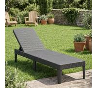ALLIBERT Lettino Prendisole da Giardino in Resina effetto Rattan 187x58x29h cm colore Grafite - 133825 Jaipur