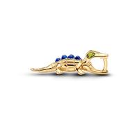 Alligator 14 k Oro Plated Charm with Imitazione Lapislazzuli And Light Green Crystal
