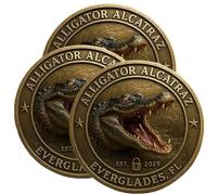 Alligator Alcatraz Challenge Coin, Florida Everglades No-Escape Metal Coins Collectible with Ferocious Gator Pattern, 2025 New Funny Gator Design, Novelty Gift for History Buffs Florida Lovers(3PCS)