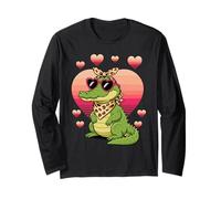 Alligator Sunglasses Valentines Day Gator Alligators Maglia a Manica