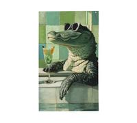 Alligatore che indossa occhiali da sole in una vasca da bagno, cortile, bandiere per la casa, 0,9 x 1,5 m, striscione con occhielli per interni ed esterni, decorazioni per la casa