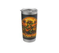Alligatore Suonare Chitarra Florida Tramonto Vacanza Vintage Bicchiere termico in acciaio inox doppia parete