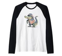 Alligatore USA in Cerca Militare per i Fan degli alligatori patriottici Maglia con Maniche Raglan
