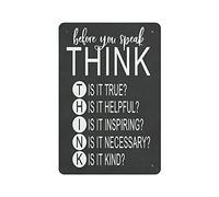 Allijune Before You Speak Think is It True Helpful Inspiring Necessary Kind Print, School Aula Homeschool Playroom, Stile retrò, Decorazione per casa colonica, casa, bar, garage, targa di latta 14 x