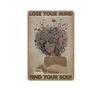 Allijune Poster con musica afro ragazza, donna nera, poster afro regina che ascolta la musica, donna afroamericana, perdere la mente trova la tua anima, stile retrò, decorazione per casa colonica
