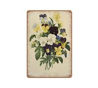 Allijune Poster vintage bouquet di viole del pensiero, decorazione artistica da parete per la casa, decorazione da parete, stile vintage, regalo per mamma, papà, amici, targa in latta 20,3 x 30,5 cm
