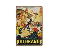 Allijune Rio Grande (1950) John Wayne Maureen O'Hara Cult Western, poster in stile vintage, decorazione da parete, regalo per mamma, papà, amici, in metallo, 14 x 20,3 cm