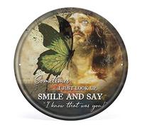 Allijune Targa rotonda in latta con scritta in lingua inglese "God Butterfly, Sometimes I just look up,Smile and Say, I Know That was You Wrapped", decorazione per la casa, stile vintage, regalo per