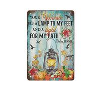 Allijune Your Word is A Lamp to My Feet, stampa fotografica del salmo, lanterna con versi della Bibbia, decorazione artistica da parete in stile vintage, regalo per mamma, papà, amici, 20 x 30 cm