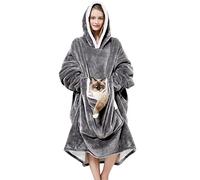 ALLILUYAA Coperta Oversize con Cappuccio,Felpa con Cappuccio Oversize,Morbido Plaid Indossabile con Cappuccio e Tasca,Per Adulti,Uomini,Donne,Adolescenti e Studenti(Colore Grigio)