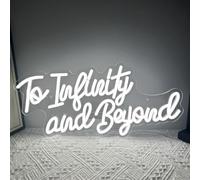 All'infinito e al di là del segno al neon LED Lettere bianche calde illuminano il segno dimmabile per la camera da letto Soggiorno Decorazione della parete Decorazione della festa di San Valentino