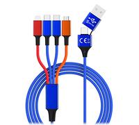 AllinOne,Cavo di ricarica USB 6 in 1, con USB-C e USB e 4 porte, due USB C, telefono e micro USB per tutti gli smartphone, telefoni cellulari, tablet, switch, power banks - 120 cm (colorato)