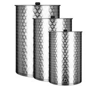 ALLINOX Contenitore Per Olio Botte In Acciaio INOX Bidone Alimentare CERTIFICATO Botte Con Tappo Serbatoio Per Alimenti (400 Litri)