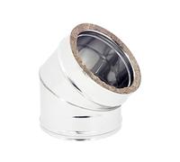 ALLINOX Curva Aperta Doppia Parete 45° Coibentata Acciaio INOX Gomito Per Canna Fumaria (DN 150/200)