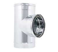 ALLINOX Raccordo a "T" 90° Doppia Parete Giunto Tee Coibentato Acciaio INOX Per Canne Fumarie (DN 100/150)
