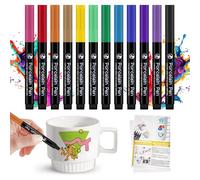 AllisWay Ceramica da Dipingere, Tazze da Dipingere, Kit ceramica Fai Da Te, Tazza da dipingere, Include una Tazza in Ceramica e 12 Pennelli, Perfetti Come Regalo Personalizzato per Bambini e Adulti