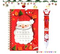 AllisWay Quaderno Con Anelli,Notebook Quaderno, Block Notes Natalizi, 5,5 X 21 cm, 80 Fogli di Carta a Righe, Include una Biro Natalizie a 10 Colori Gratuita, con Motivo di Babbo Natale