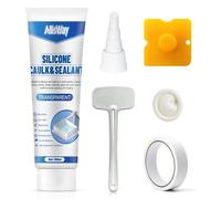 AllisWay Silicone per Doccia, Silicone Trasparente Sigillante Doccia Stucco per Fughe Piastrelle Silicone Bagno con Set Completo di Strumenti Forte Legame, Buona Tenuta, Non Facile da Rompere, 150ml