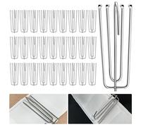 ALLisWE 30 Pezzi Ganci per Tende in Acciaio Inox Con 4 Denti, Gancetti Tende per Porta Arricciatura a Piega Fissa Ganci per Tende Plissettate in Metallo per Tenda per Porta, Finestra E Doccia