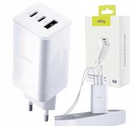 Allity GaN USB C Caricatore 65W 3 porte PD Caricatore rapido 2X USB-C 1x USB-A ATC-01-65WACC Alimentatore compatto Power Adapter Charger Bianco