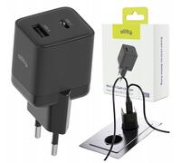 Allity GaN USB-C USB-A Caricabatterie 20W 2 porte PD Caricatore rapido ATC-01-20WAC Alimentatore compatto Mini Power Adapter Charger Nero