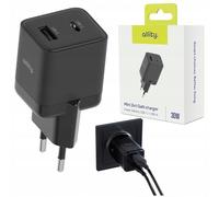 Allity GaN USB-C USB-A Caricabatterie 30W 2 porte PD Caricatore rapido ATC-01-30WAC Alimentatore compatto Power Adapter Charger Nero