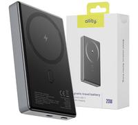 Allity Power Bank Magnetic 10000mAh 20W Grigio - Batteria esterna senza fili - Funzione di ricarica rapida USB-C - Funzione di ricarica rapida magnetica - Ricarica simultanea di 2 dispositivi