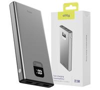 Allity Powerbank 10000 mAh, 22,5 W, caricabatterie rapido con USB-C e 2 USB-A, batteria mobile con display LCD e pass-through, power bank per iPhone, Samsung, Android, tablet, grigio