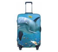 Alliya Ocean Dolphin Looking at You, copertura elastica per bagagli da viaggio, adatta per bagagli da 45,7 a 81,7 cm, Nero , S