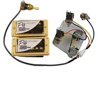 alljita 1 Set Alnico 5 Humbucker ProBucker Pickup con interruttore a pressione Pot con circuito Boad Doppia Bobina Pickup per Epiphone LP Chitarre (Golden Ye)