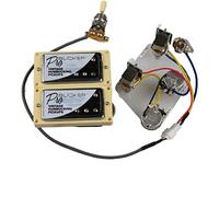 alljita 1 set Alnico 5 Humbucker ProBucker Pickup con interruttore a spinta Pot con circuito Boad doppia bobina Pickup per chitarre Epiphone LP (Chrome Ye)