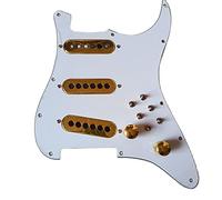 alljita Aggiornamento Precablato SSS Pickguard Mini Tri-Sonics Gold Alnico Pickups 1 Set 6 Mini Toggle per ST Guitar