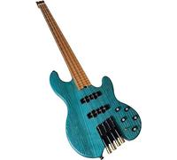alljita Basso elettrico a 4 corde senza testa con corpo in frassino e manico in acero tostato, corpo solido, pickup attivo, tasti arrotondati, per musica rock, blues, heavy metal e jazz