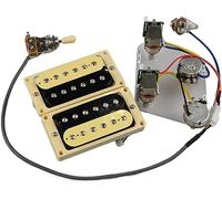 alljita Set di pickup Humbucker di alta qualità con manico e ponte con cablaggio 4C e interruttore push-pull per chitarra elettrica Gibson Epiphone (telaio giallo zebrato)