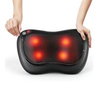ALLJOY Cuscino massaggiante con funzione termica - Massaggiatore Shiatsu per collo, spalle e schiena - Massaggiatore per schiena con testine massaggianti rotanti 3D migliorate - Pelle PU, regalo per