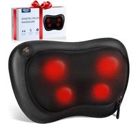 ALLJOY Cuscino Massaggiante Shiatsu, Massaggiatore Schiena Cervicale e Collo Riscaldante, 4 Massaggio Nodi e 3 Modalità, Regalo per Donne/Uomini, Portatile Massaggiatore per Auto da Ufficio a Casa