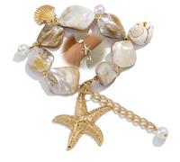 AllJunction Boho Seashell Starfish Beach Braccialetti per le donne Boemia Oro Perle Charm Beachy Bracciale Blu Sea Shell Ocean Hawaiian Vacanza Gioielli Tropicale, Large, Zinco, Nessuna pietra
