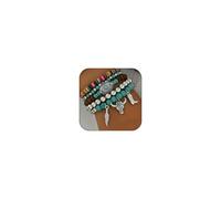 AllJunction Braccialetti elasticizzati con turchese occidentale impilabili argento cowgirl cowboy abiti boho perline in legno braccialetto elastico set di gioielli accessori per le donne, Large, Lega