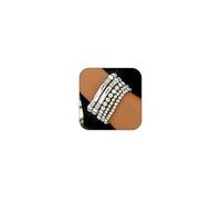 AllJunction Bracciali elasticizzati con perline dorate per le donne perline d'argento grosse palla impilabile elastici braccialetti elastici braccialetti impilabili impilabili set di gioielli polsino