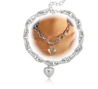 AllJunction Collana da donna con ciondolo a forma di cuore gonfio in oro grosso argento dichiarazione grande catena cubana con clip di carta collana girocollo gioielli alla moda, Large, Zinco, Nessuna
