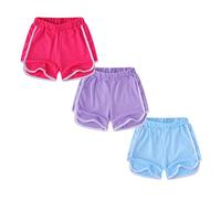 Allmeingeld Pantaloncini Dolphin per ragazze per sport attivi Set da 3 pezzi Multi Tinta unita 3-10 anni, Blu Viola Rosa Confezione da 3, 3-4 Anni