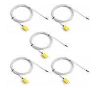 ALLmeter 5 Pezzi 3 Metri Sonde di Temperatura a Termocoppia Tipo K, Connettore con Cavo di Misurazione della Temperatura 0-500 °C, Termocoppia Professionale Compatibile con TM902C e TES1310