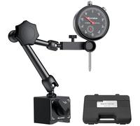 ALLmeter Comparatore Centesimale 0-20mm con Base Magnetica 60kg, Indicatore Meccanico di Precisione 0.01mm, Supporto Regolabile a 3 Snodi per Tornio Fresatrice Allineamento Misure Officina Meccanica