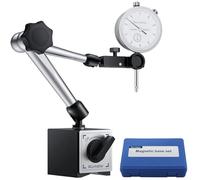 ALLmeter Comparatore di Precisione 0-20mm Centesimale Meccanico a Quadrante e Base Magnetica, Set Indicatore Metrico in Acciaio Inox + Staffa Braccio Regolabile Porta Quadrante Max Pull 80KG