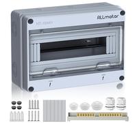 ALLmeter Scatola di Distribuzione da Parete a 18 Moduli Impermeabile IP65 | Quadro Elettrico in ABS Certificato CE con Coperchio PC Ignifugo, Prefori Laterali e Accessori Inclusi per Interni e Esterni