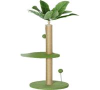 AllMyPets Albero per Gatti con Palo Tiragraffi Piattaforme e Palline in Peluche e Truciolato ø40x83 cm colore Verde - 170GNS367